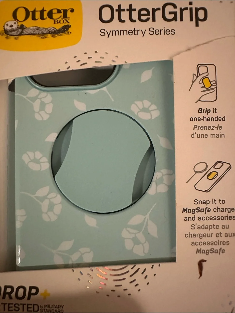 iPhone 14 Pro OtterBox OtterGrip Symmetry Case - Mint Floral